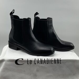 La Canadienne Womens Black Leather Chelsea Ankle Boots Made in Canada